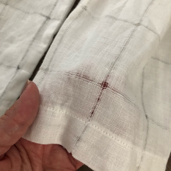 Jennifer Moore women’s white distressed plaid button down top size measures XL - Picture 3 of 8